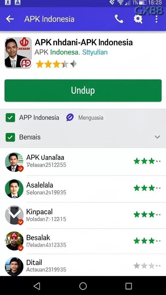 Cuplikan layar 4P4P — menu navigasi