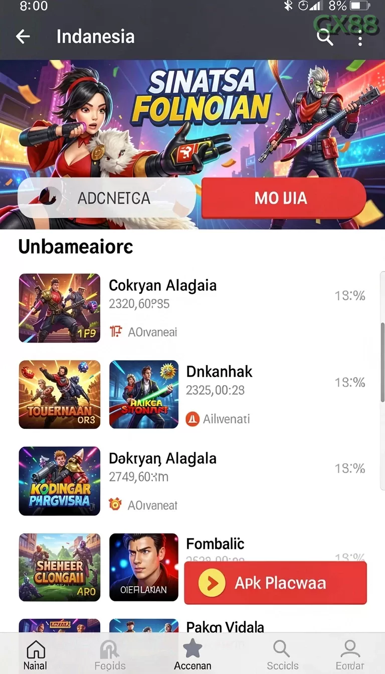 Cuplikan layar SLOT710 — menu navigasi